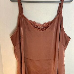 Skies are Blue Curvy 2X Women's Lace Trim Satin Camisole Tank Top